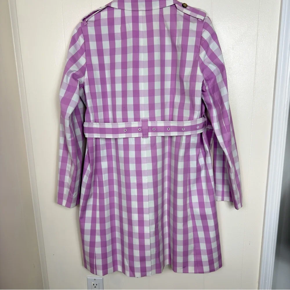 J. Crew Pink Gingham Trench Coat -Size 12-Belted NWT - Picture 4 of 16
